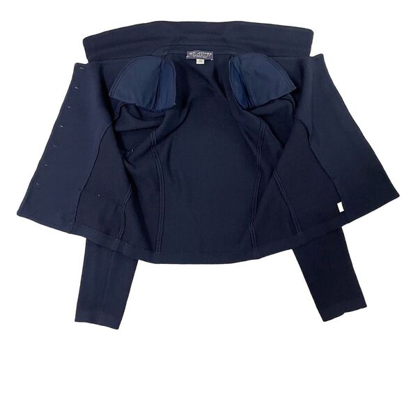 St John Collection Womens Navy White Trim Santana Knit Jacket/Blazer Size 12 - Picture 3 of 16